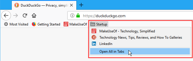 Apri tutti i segnalibri nelle schede di Firefox