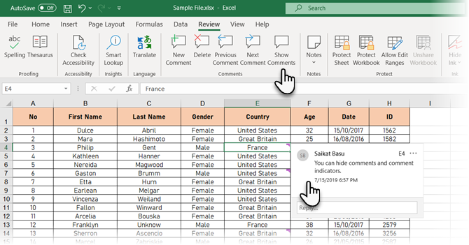 Mostra tutti i commenti in Excel