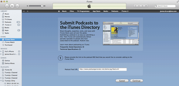 pubblica podcast su iTunes