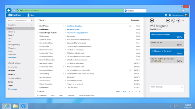 Skype per Outlook.com diventa globale, con supporto per Mac Safari e PC HD Video Calling outlook com 640x359