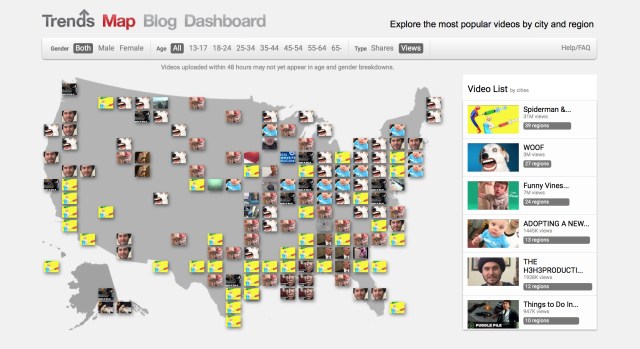 Mappa delle tendenze di YouTube