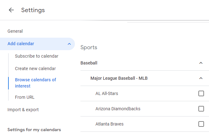 Programma sportivo di Google Calendar