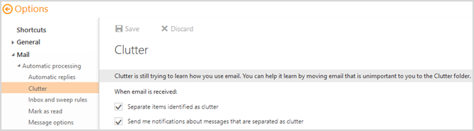 Nuovo Outlook.com - Clutter