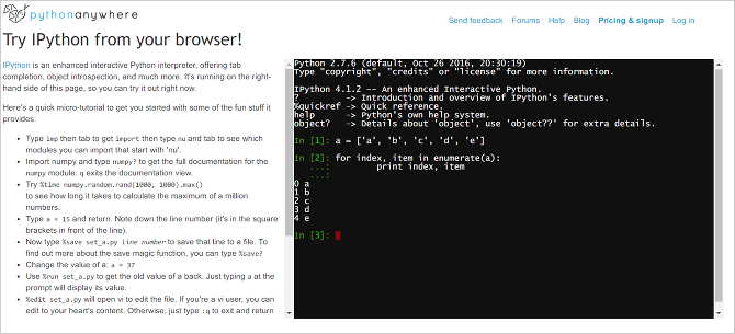 Prova Python nel tuo browser con queste shell interattive online gratuite python interprete online ipython