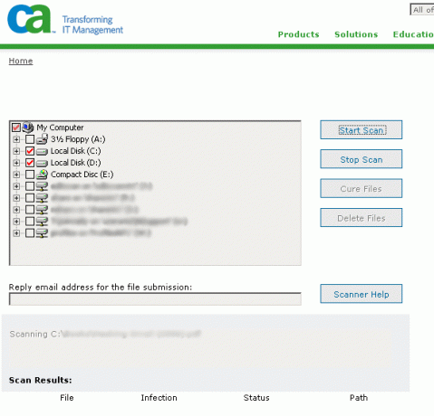 CA - Scanner antivirus online