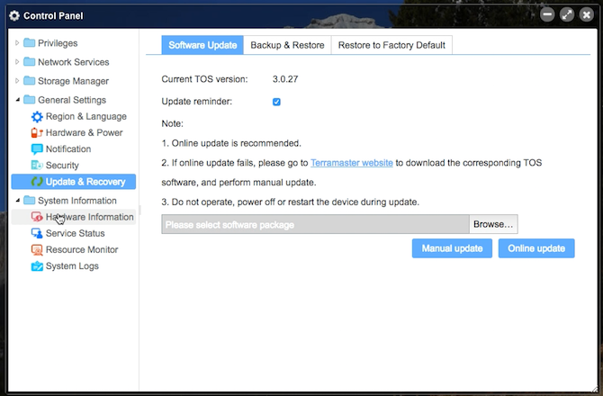 Stato del software TerraMaster F2-220