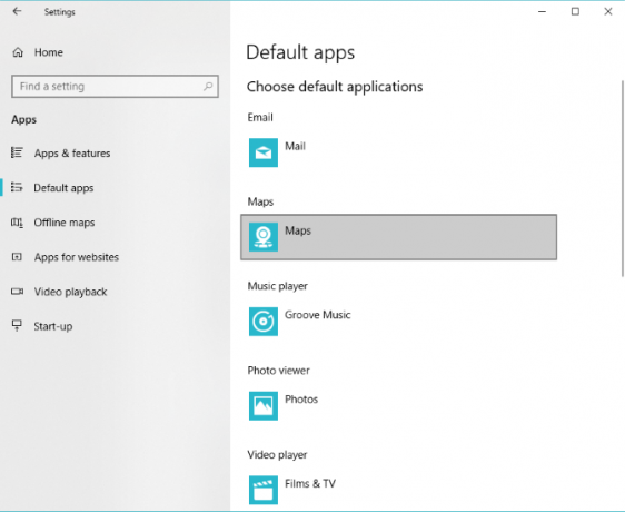 Imposta app predefinite in Windows 10