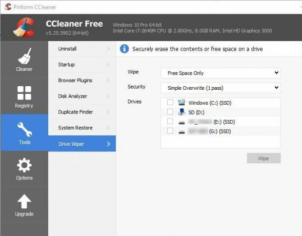 6 CCleaner Suggerimenti e trucchi per pulire efficacemente il computer 04 CCleaner Drive Wiper