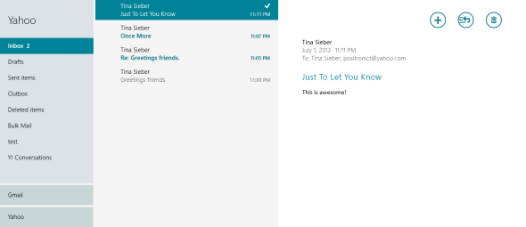 Panoramica dell'app Windows 8 Mail