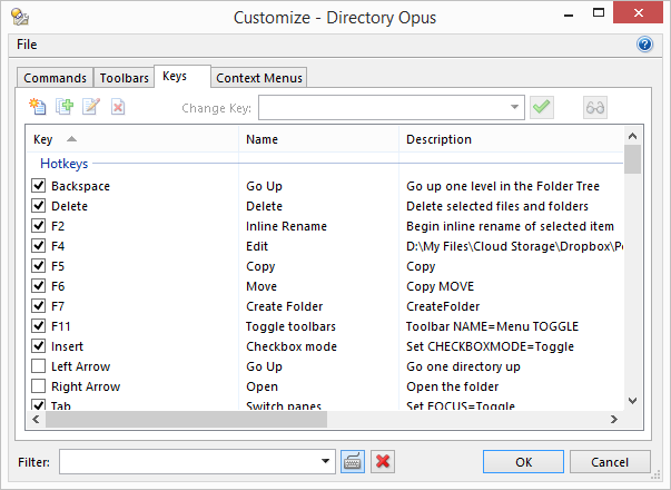 directory-opus-tasti di scelta rapida