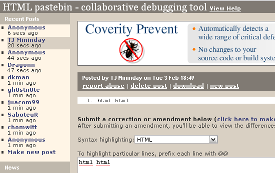 3 Appunti Internet per la condivisione di note e frammenti di codice pastebin