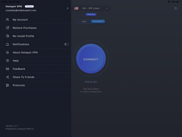 L'app per iPad Hotspot VPN