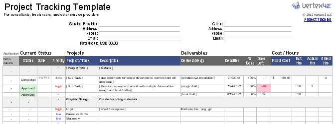 Un modello di Excel per tracciare più client, progetti o risultati finali.