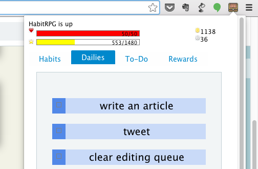 Gamify Your Life Better con questi suggerimenti HabitRPG habitrpg chrome interattivo