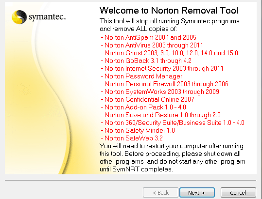 Come rimuovere completamente Norton o McAfee dal computer Nortonremovaltool