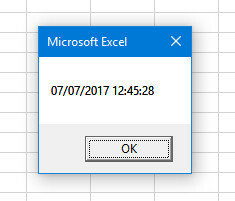 finestra di messaggio Excel