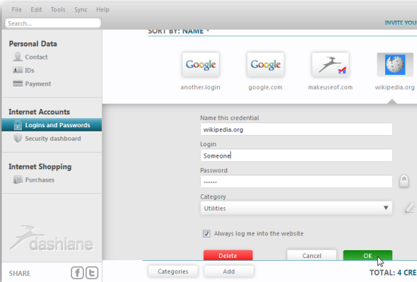 Dashlane - Schermata di Slick New Password Manager, compilatore di moduli e shopping online Assistant 20