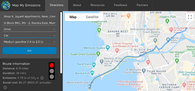 Calcola l'impronta di carbonio del tuo tragitto giornaliero con Map My Emissions