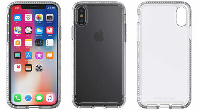 Custodia Tech21 Pure Clear per iPhone X.