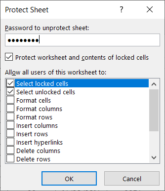 Proteggi foglio con password in Excel