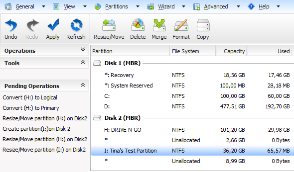 software di partizione del disco rigido