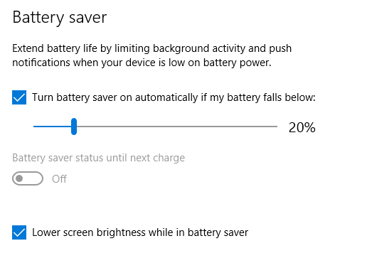 Risparmio batteria Luminosità schermo Windows 10