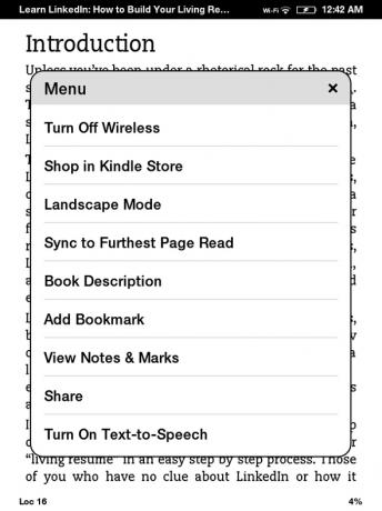 Funzioni Kindle nascoste che devi conoscere nel menu Libro1