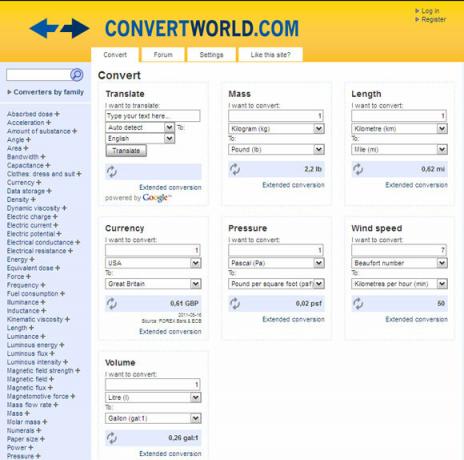 conversioni di unità di misura