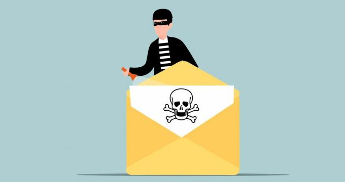 ladro dietro busta e-mail dannosa