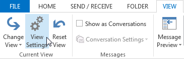 Scheda Impostazioni vista corrente di Outlook