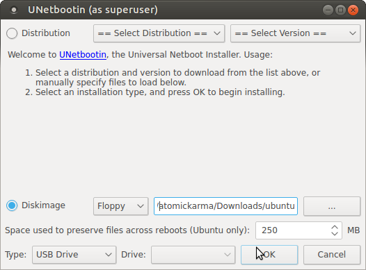 Mantenere un'installazione Ubuntu portatile con te ovunque tu vada muo linux live usb unetbootin