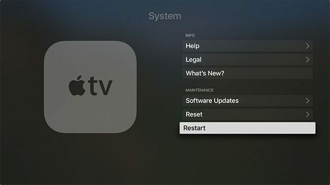 Riavvia Apple TV