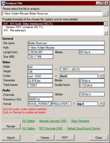 il file audio non funziona