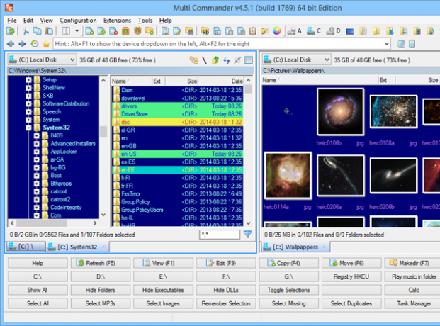 Questa è una schermata di uno dei migliori programmi Windows per la gestione dei file. Si chiama MultiCommander