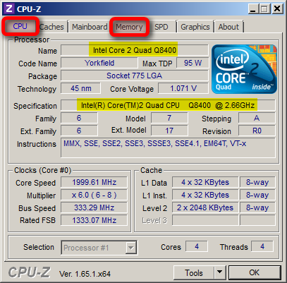 Informazioni sul sistema CPU-Z