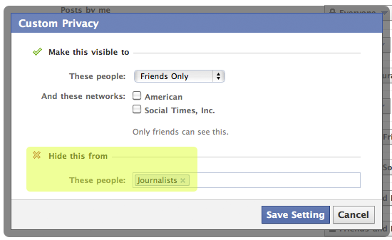 Privacy di Facebook per gli hashtag