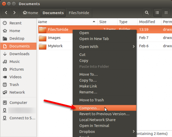 Comprimi una cartella in un file ZIP in Nautilus in Ubuntu