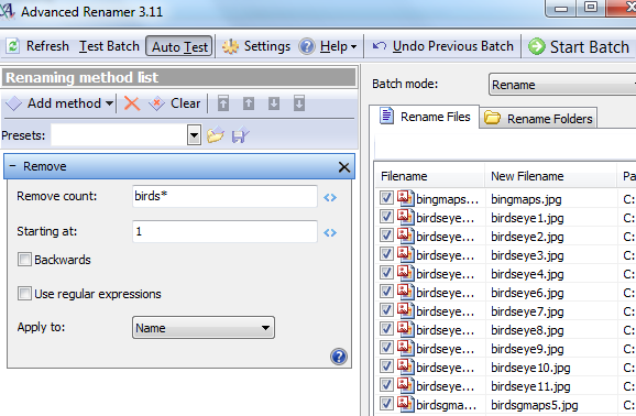 Riorganizza i file e le cartelle in batch con AdvancedRenamer advrename9