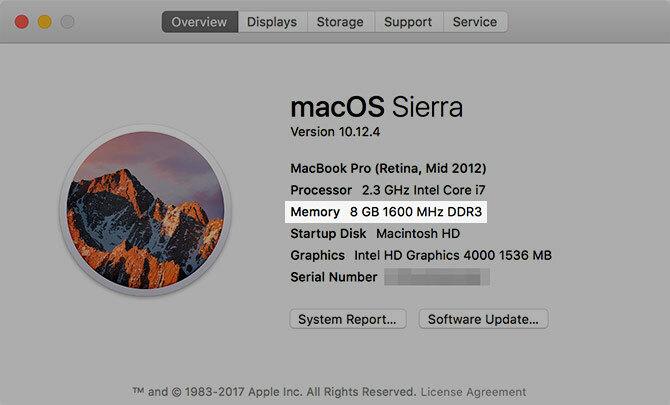 Informazioni su questo Mac Controllare le informazioni sulla memoria