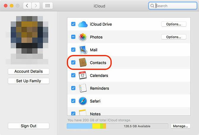 Contatti iCloud