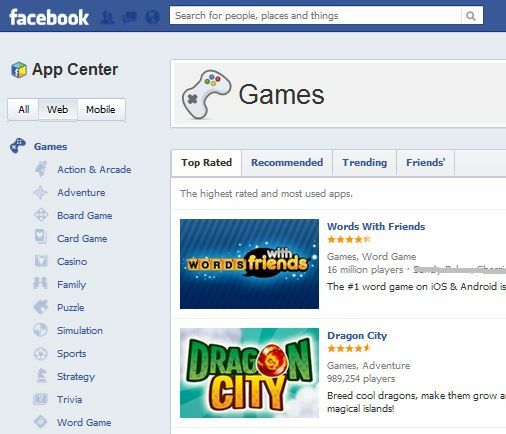 App Center su Facebook