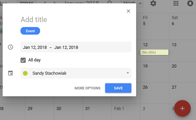 diario personale di Google Calendar