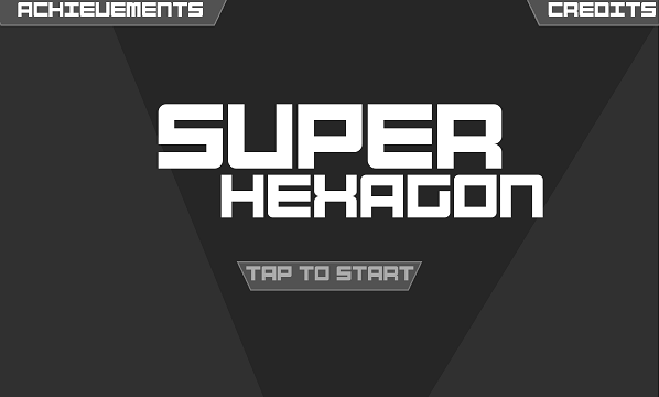 Schermata iniziale di Super Hexagon