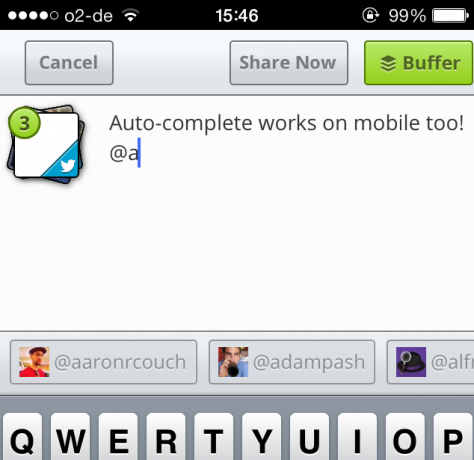 Buffer introduce il cellulare con completamento automatico automatico Smart Twitter