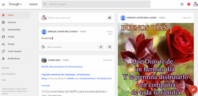 home page di google plus