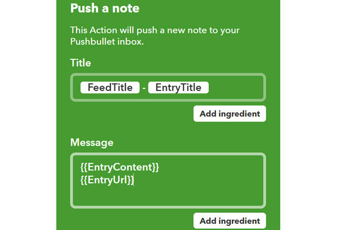 RSS IFTTT e applet Pushbullet