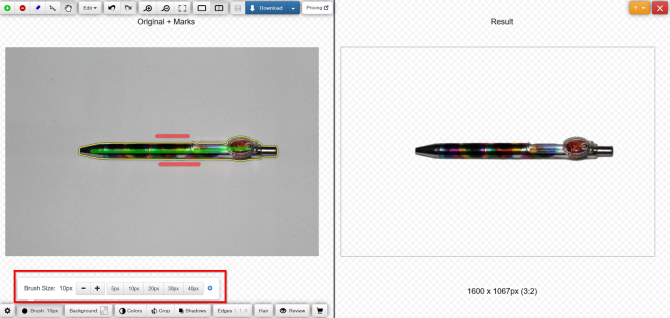 Interfaccia ClippingMagic