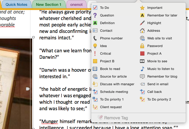 Tag OneNote