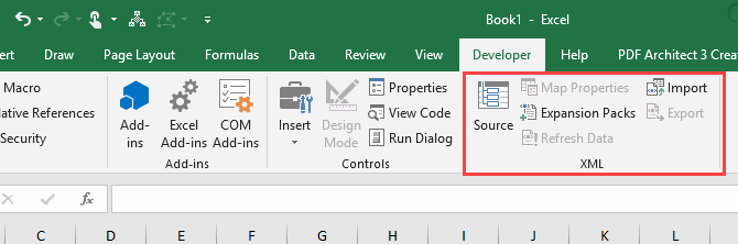 Sezione XML nella scheda Sviluppatore in Microsoft Excel