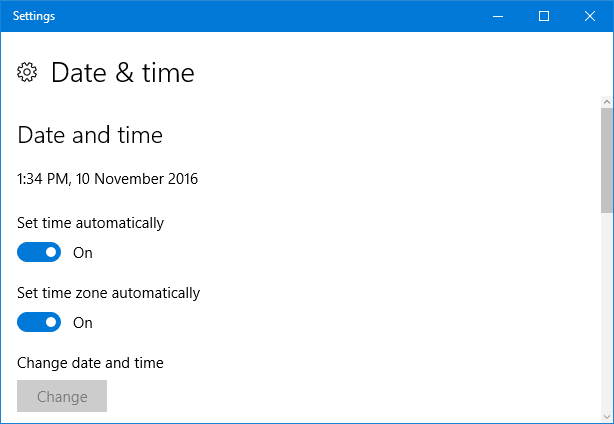 data e ora di Windows 10